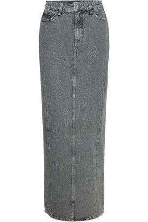 ROTATE Rhinest Denim Skirt Grey