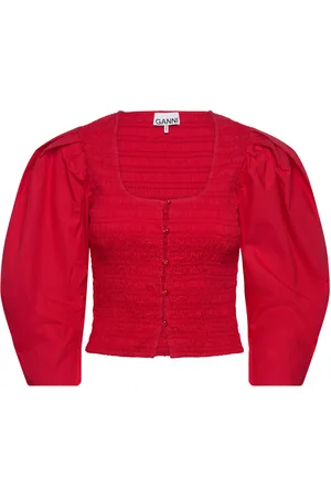 Ganni Cotton Poplin Red