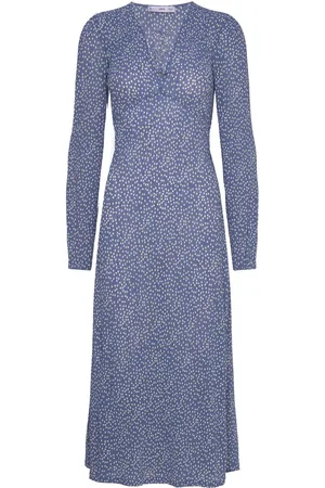 MANGO Printed Bow Dress Blue
