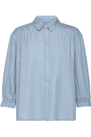 ONLY Onlcamden 3/4 Sl Dot Dnm Shirt Qyt Blue