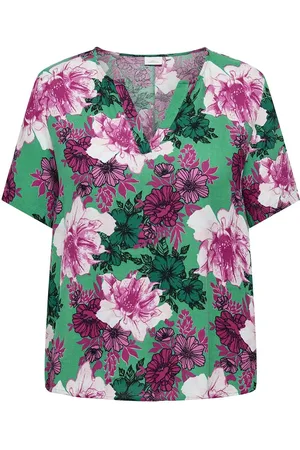 ONLY Carclea Life S/S V-Neck Top Aop Green