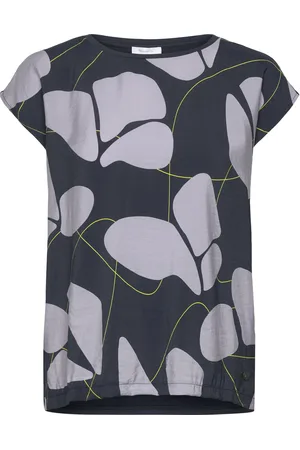 Tamaris Albony Printed Drop Shoulder Round Neck Tee Black