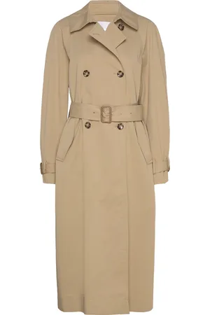 MANGO Double-Breasted Cotton Trench Coat Beige
