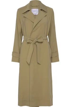 MANGO Flowy Lapel Trench Khaki