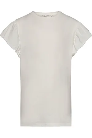 MANGO Short-Sleeved Ruffle T-Shirt White