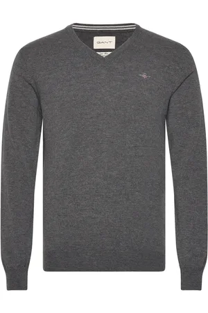 GANT Superfine Lambswool V-Neck Grey