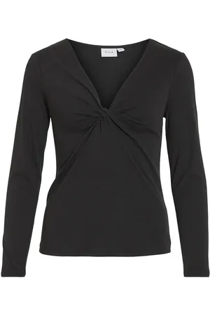 VILA Vilullu V-Neck L/S Knot Top - Noos