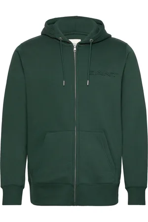 GANT Embossed Full Zip Hoodie Green