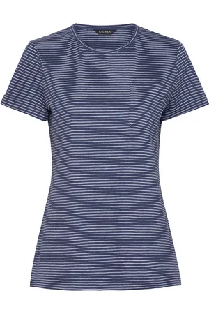Ralph Lauren Striped Slub Jersey Pocket Tee Navy