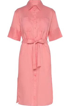 GANT Rel Linen Ss Shirt Dress Pink