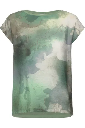 Tamaris Albony Printed Drop Shoulder Round Neck Tee Green