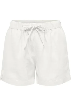 ONLY Onlcaro Mw Linen B Pull-Up Shorts Cc Pnt White