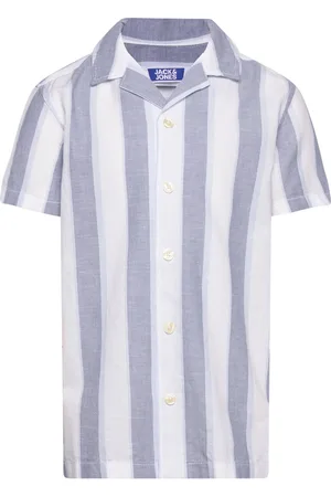 JACK & JONES Jprccsummer Stripe Resort Shirt Ss Jnr Blue Jack & J S