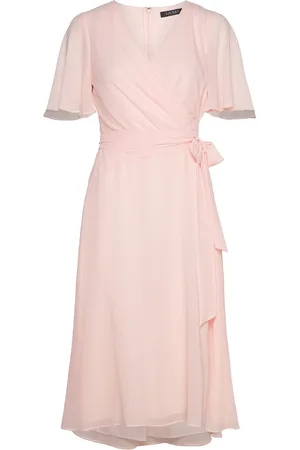 Ralph Lauren Belted Georgette Dress Pink