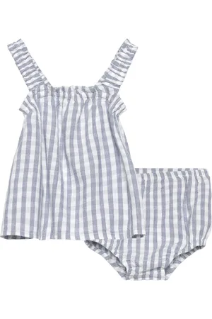 MANGO Gingham-Check Dress And Nappy Cover Blue