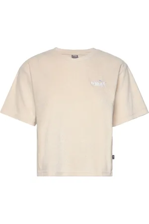 PUMA Ess Elevated Relaxed Cropped Tee Beige