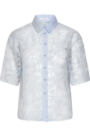 Coster Copenhagen Sheer Shirt With Flowers Blue