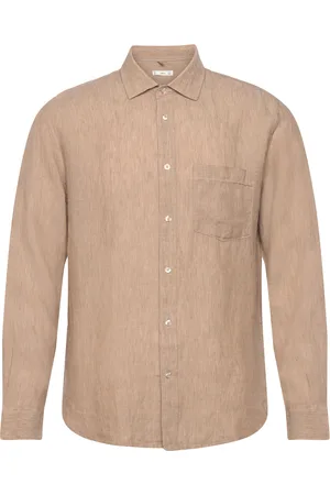 MANGO Classic Fit 100% Linen Shirt Beige