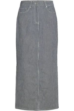 SELECTED Slfmyra Hw Stripe Column Denim Skirt Blue
