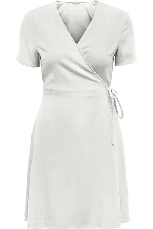 ONLY Onladdiction-Caro S/S Linen Dress Cc Pnt White