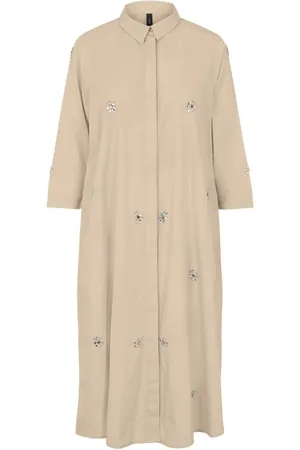 Y.A.S Crystal 3/4 Midi Dress S. - Ex Beige
