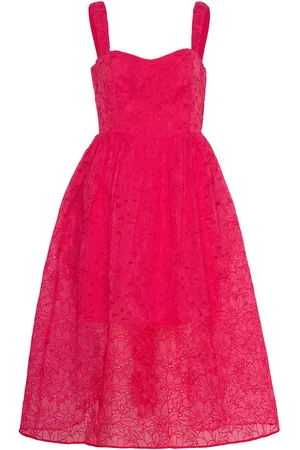 French Connection Embroidered Lace Strappy Dress Pink