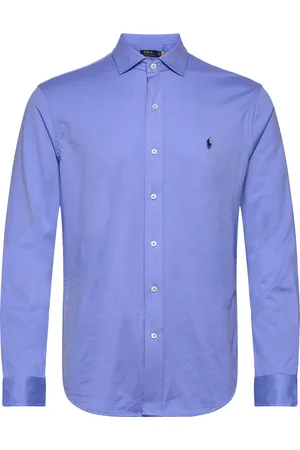 Ralph Lauren Jersey Spread-Collar Shirt Blue