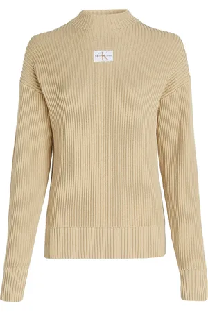 Calvin Klein Woven Label Loose Sweater Beige