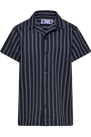JACK & JONES Jorpalma Seersucker Shirt Ss Jnr Navy Jack & J S