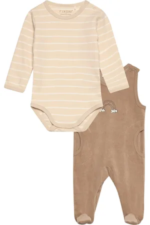 FIXONI Body Ls W.velour Romper Beige