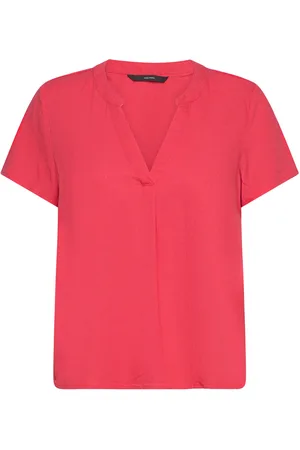 VERO MODA Vmmymilo Ss V-Neck Top Wvn Ga Coral
