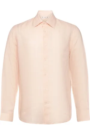 MANGO Regular-Fit 100% Linen Shirt Orange