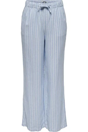 ONLY Onlcaro Mw Linen Bl Pull-Up Pant Cc Pnt Blue