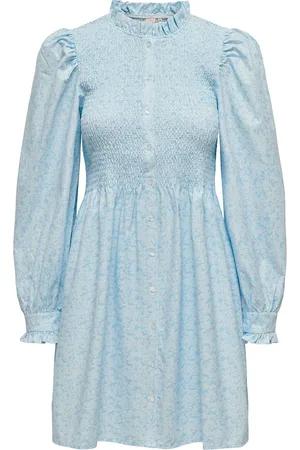 ONLY Onlpi Aspen L/S Smock Dress Wvn Cs Blue