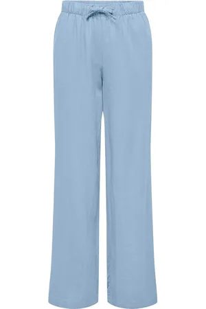 ONLY Onlcaro Mw Linen Bl Pull-Up Pant Cc Pnt Blue