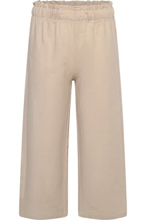 Lindex Trousers Linen Wide Leg Beige