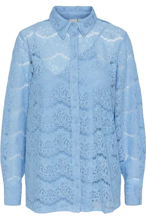 Y.A.S Larisso Ls Lace Shirt - Show Blue
