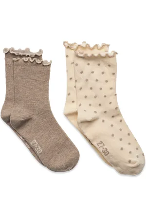 Minymo Socks W. Lettuce Hem Beige