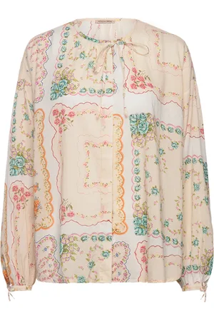 Stella Nova Cotton Tissue Printed Blouse Beige
