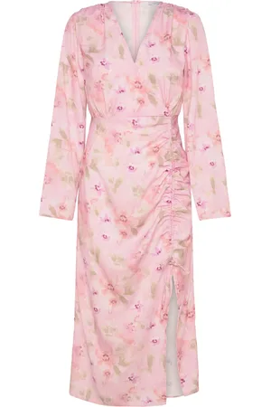 BUBBLEROOM Drawstring L/S Midi Dress Pink