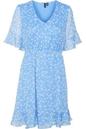 VERO MODA Vmsmilla 2/4 Short Dress Wvn Ga Blue