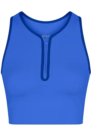 GIRLFRIEND COLLECTIVE Dylan Bra, Zip Front Blue