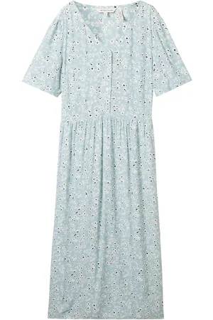 TOM TAILOR Printed Dress With Belt Blue