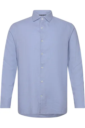 French Connection Long Sleeve Linen Shirt Blue