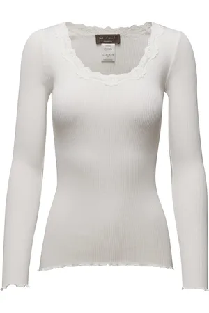 Rosemunde Rwbabette Ls U-Neck Lace T-Shirt White