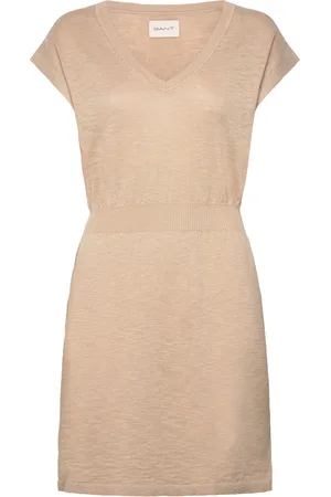GANT Linen Blend Dress Beige