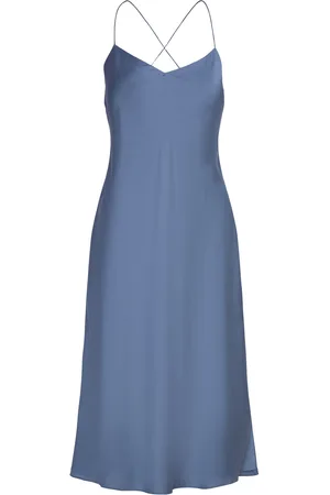 Ralph Lauren Featherweight Charmeuse Slip Dress Blue