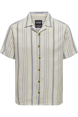 Only & Sons Onstrev Life Reg Ss Struc Stripe Shirt Cream