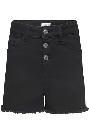 MANGO Denim Shorts With Buttons Black