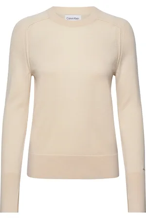 Calvin Klein Merino Wool Crew Neck Sweater Beige